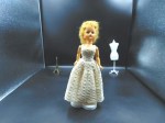 blonde hp doll white crochet gown